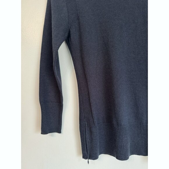 L.A.M.B Gwen Stefani Women  Wool Blend Sweater Small Petite Navy Blue Zip Sides - Picture 6 of 7